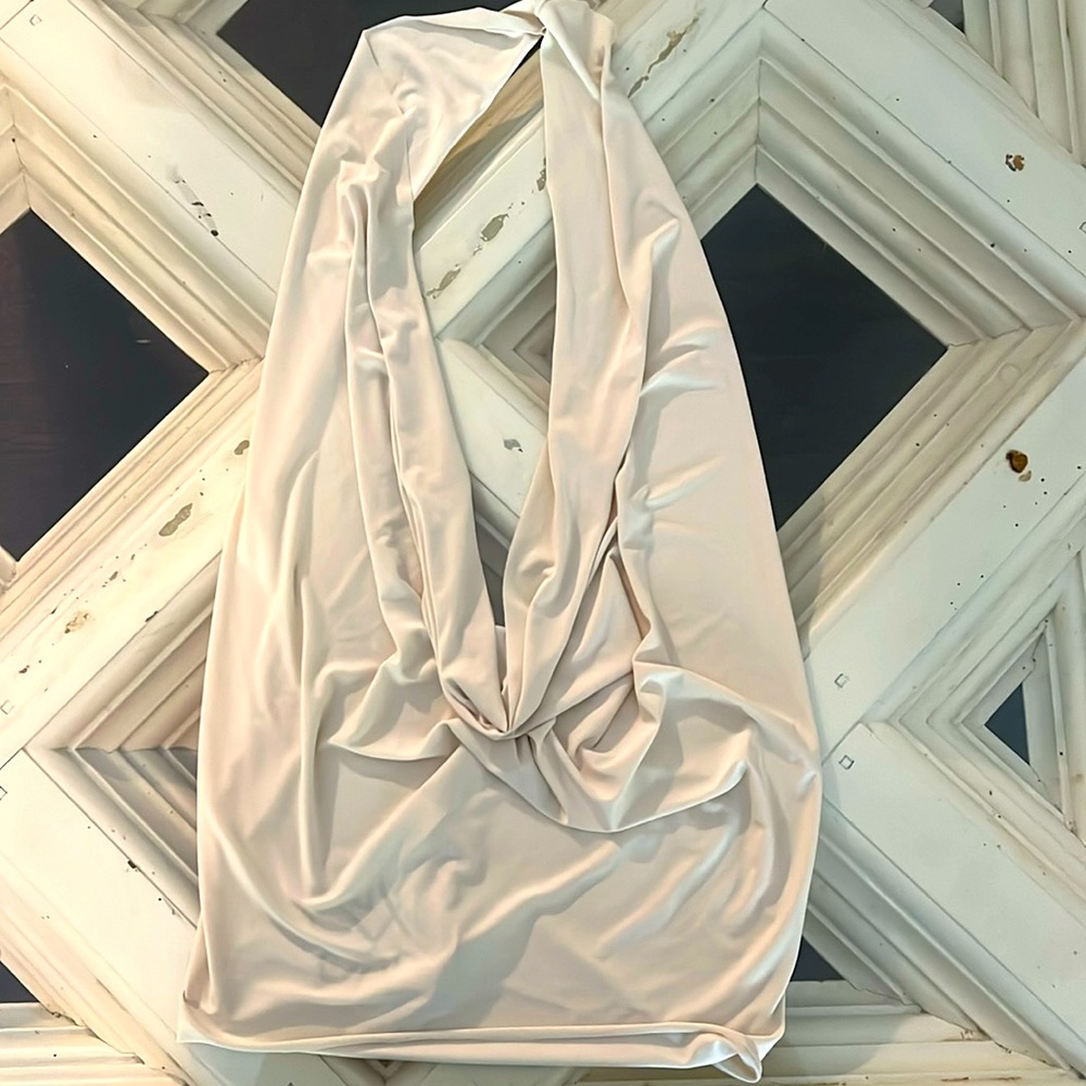 Cream satin halter top